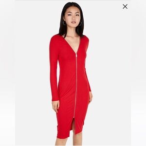 Express Red Long Sleeve Bodycon Dress NWT